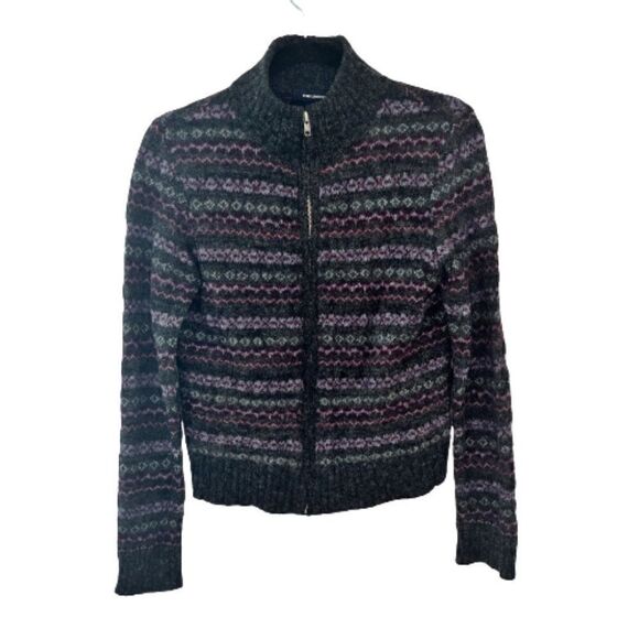 Jacquard pattern Wool blend Cardigan Sweater Size Medium - Picture 1 of 9